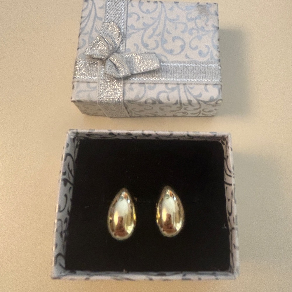 Elegant Gold Teardrop Earrings Sterling Silver 925 Real